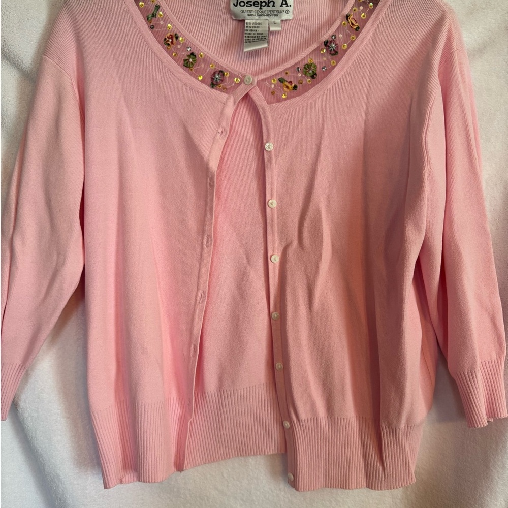 Joseph A. Pink Sweet Southern Embellished Cardigan Sweater